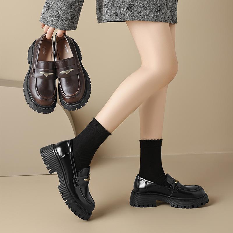 Augustine platform loafers women's 2025 new spring and autumn British style Mary Jane single shoes retro small leather shoes