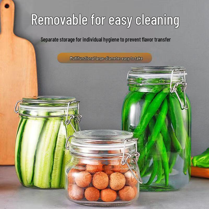 Glass Food Storage Jar with Stainless Steel Clamp