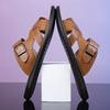 Men's Leather Slide Sandals Adjustable Buckle Casual Non-slip Summer Beach Slippers