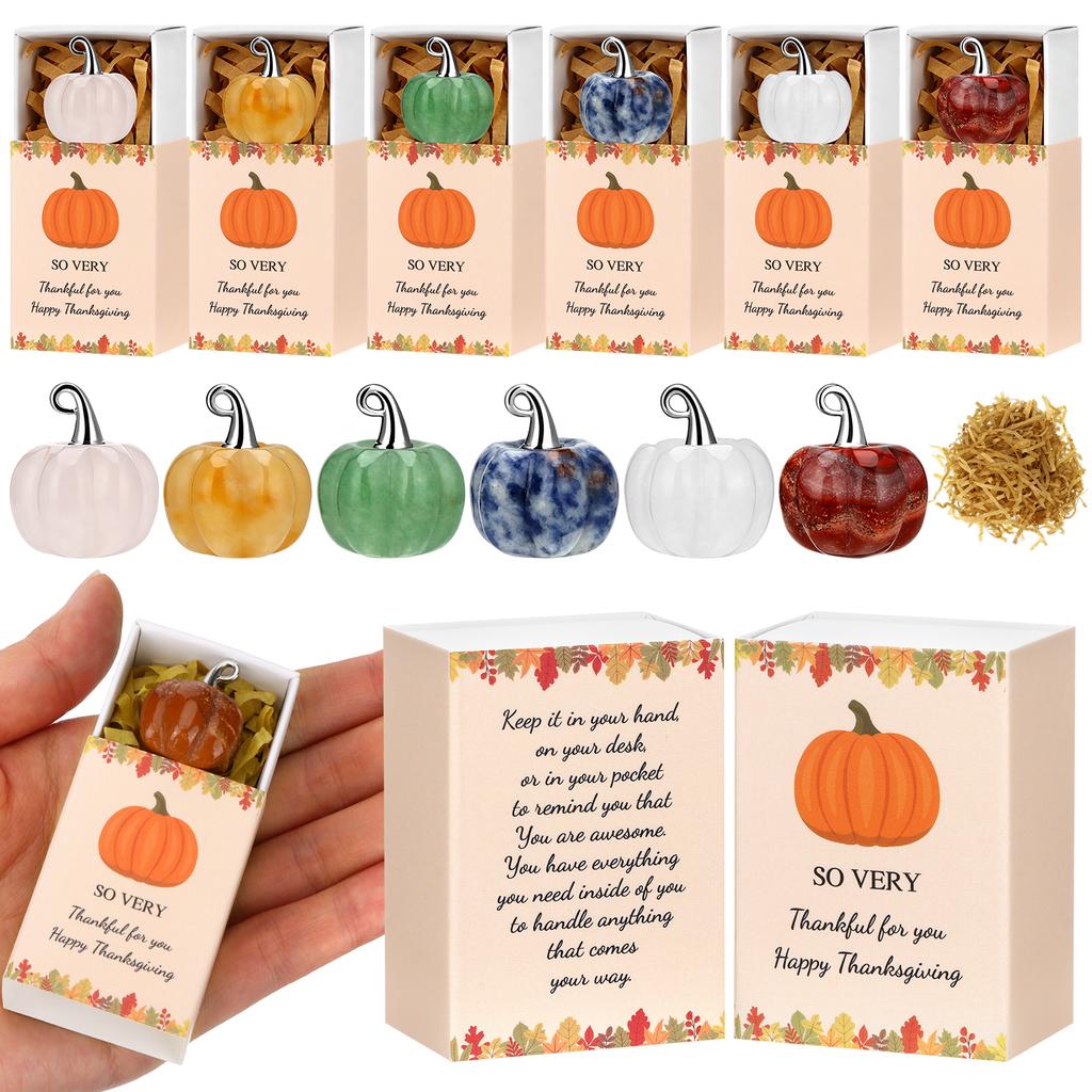 6 Set Thanksgiving Gift Crystal Pumpkin Ornaments Autumn Thank You Gifts