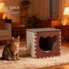Felt Cat Bed & Scratch Board: DIY Assembly Tunnel, Detachable Semi-Enclosed All-Season Dice-Shaped Bed