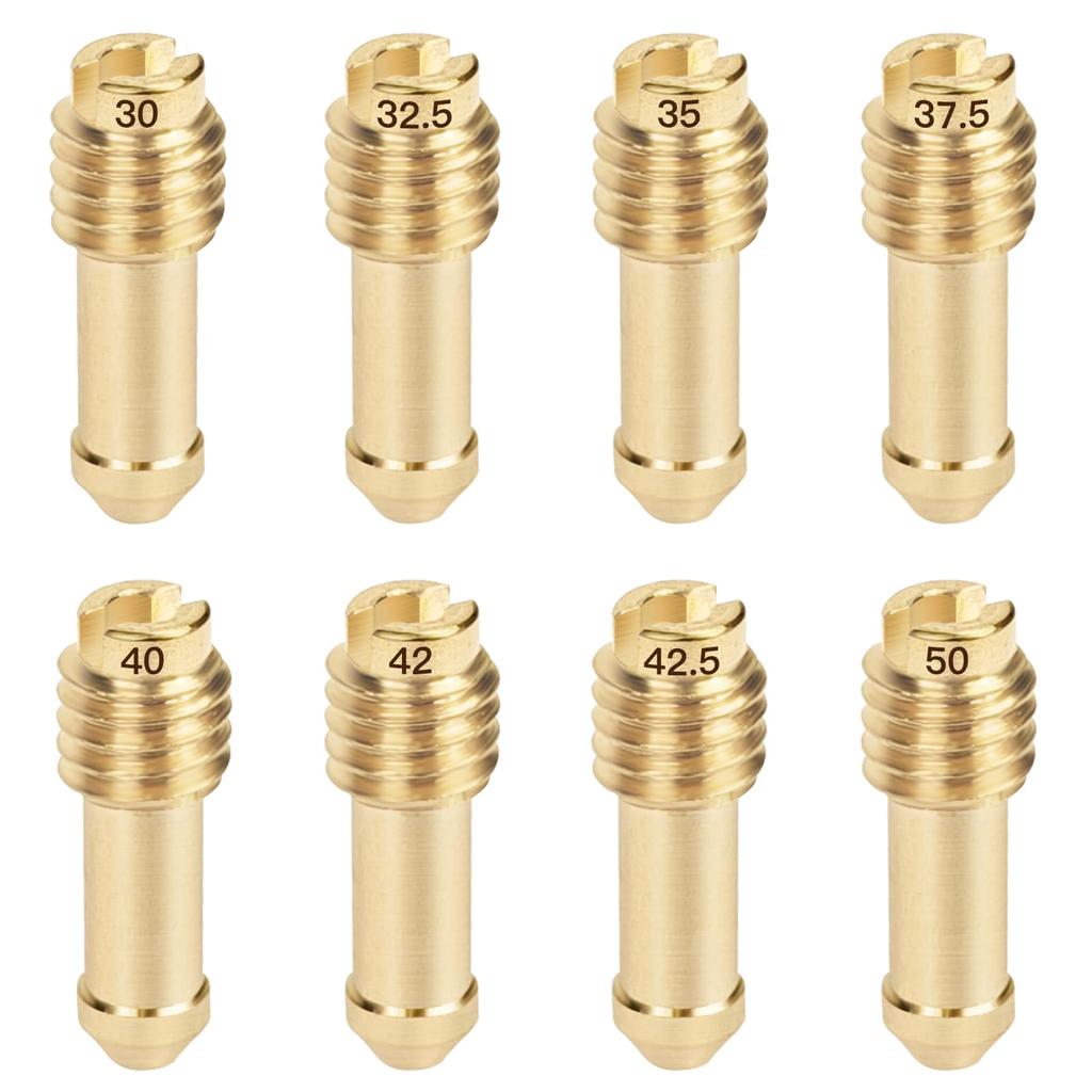 Pilot Jet Jetsetmoto Mikuni/Large (14X5-B) #30#32.5#35#37.5#40#42#42.5#50 Pilot Jet 8 Piece Set for Motorcycles Compatible