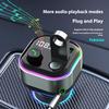 GZ11 65W PD Fast Charging Car Charger with Retractable Type C Cable Voltage Display Bluetooth-Compatible MP3 Player