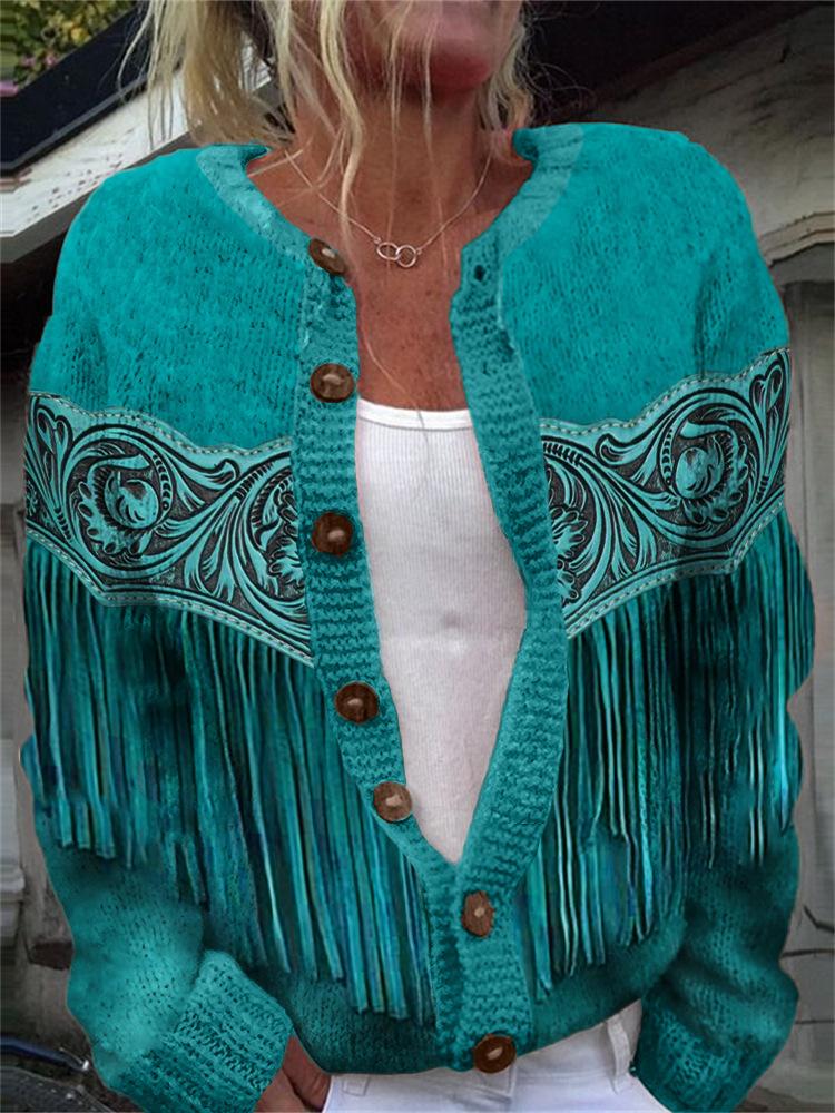 2026 foreign trade new 3D digital printing cardigan knitted jacket women's clothing early spring and autumn factory wholesale