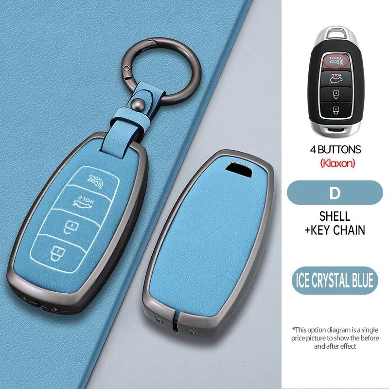 

Car Key Cover Keychain Case for Hyundai i30 Ix35 KONA Encino Solaris Azera Grandeur Ig Accent Santa Fe Palisade 3 4 5 Button