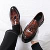 Fashion High Quality Autumn Winter Patent Leather Glossy Finish Casual Men's Fashionable Men Loafer Shoes Tassel Patterned Formal Shoes