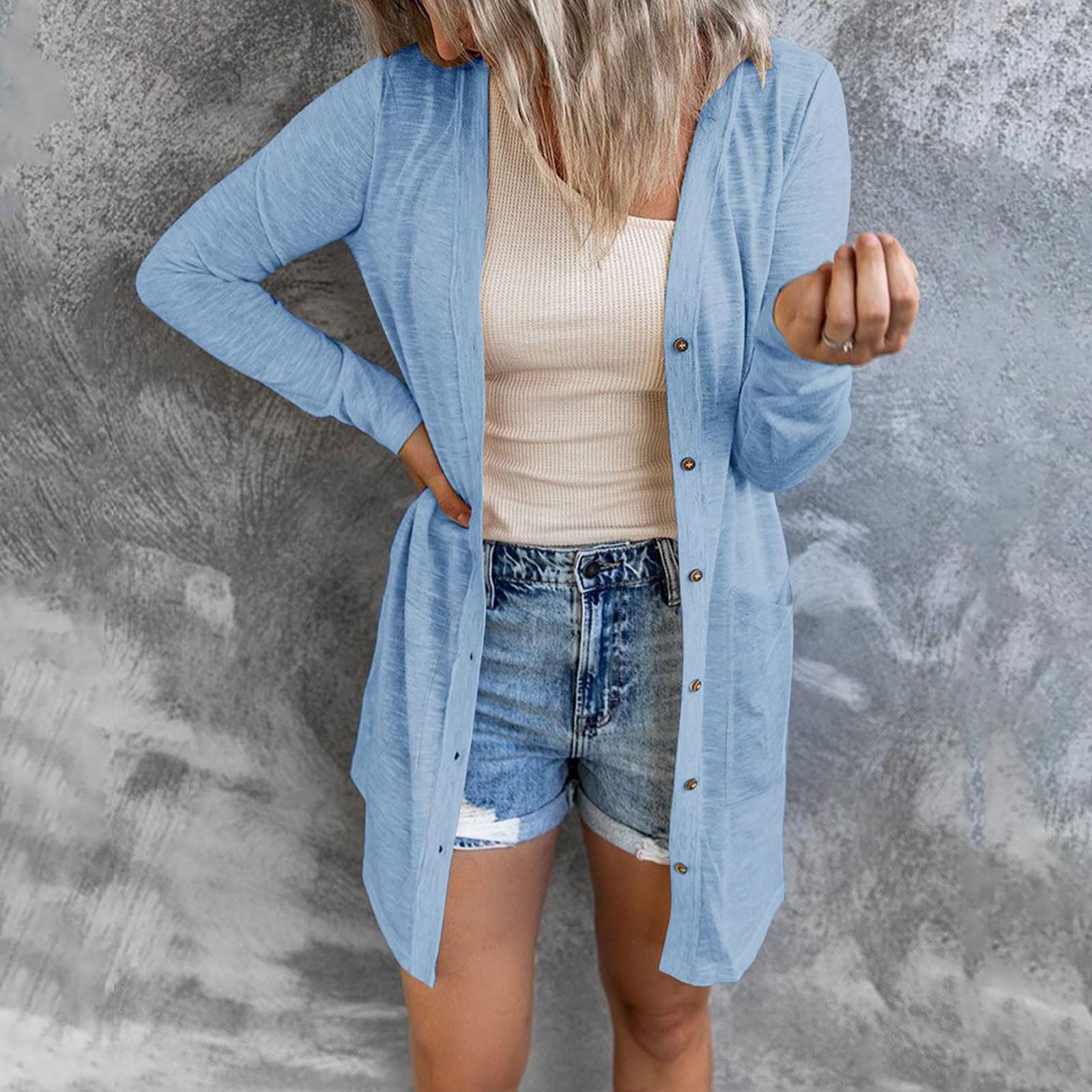 

Женский легкий кардиган с открытым передом и длинными рукавами на пуговицах, свободная верхняя одежда L