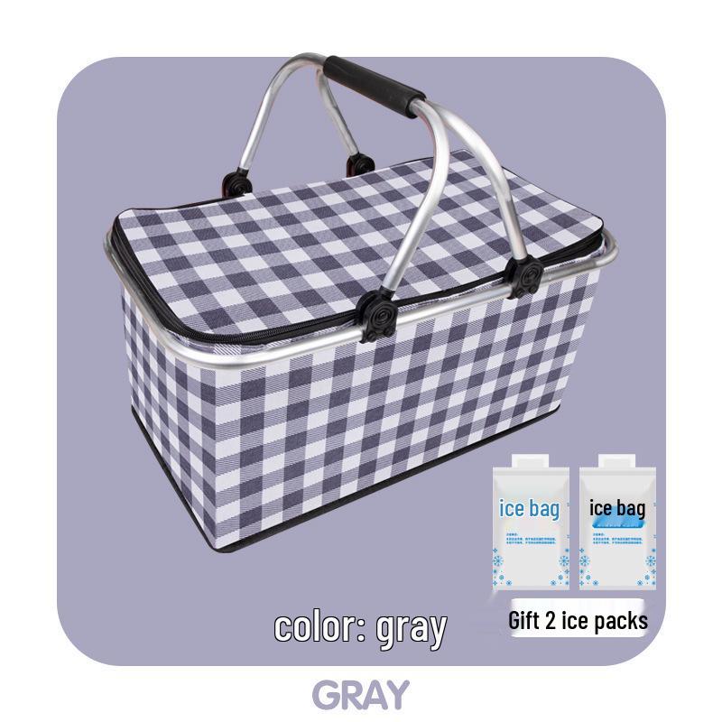 Faltbarer isolierter Picknickkorb Lunchtasche - Tragbare Sommer-Kühltasche mit Kühlakku und Aluminiumfolienisolierung