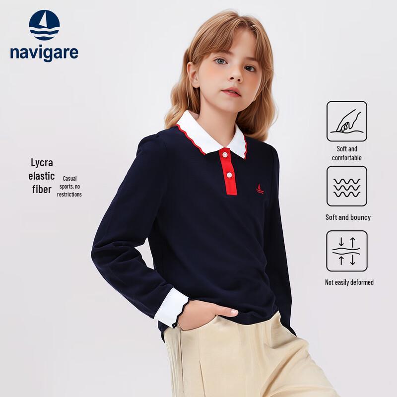 Navigare Girls' Long Sleeve Polo T-shirt