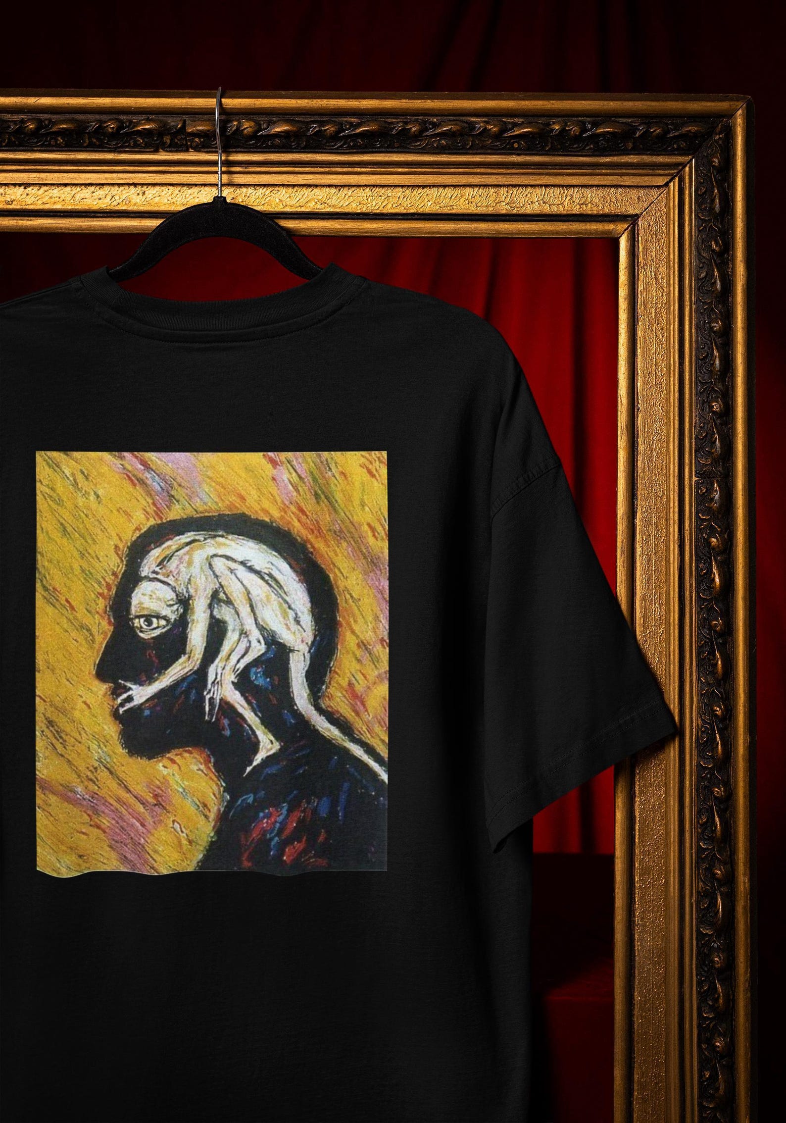 Expressionist Surreal Horror Art Tee: Unisex Graphic T-Shirt L