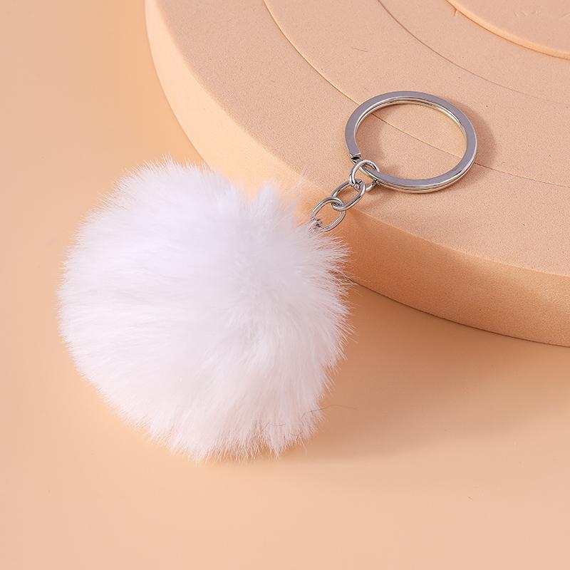 Cute Soft Fluffy Ball Keychain Plush Faux Rabbit Fur Key Ring Pendant for Women Girls Handbag Decor DIY Jewelry Gift