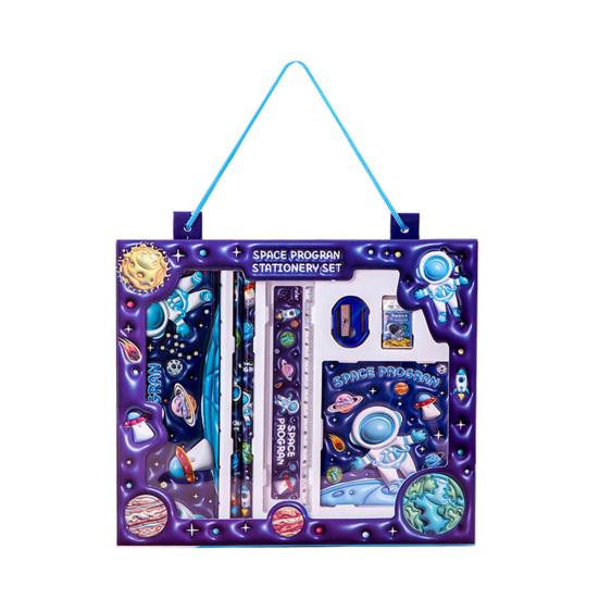 

7Pcs Cartoon Stationery Gift Set for Kids Back to School Pencil Kit in Gift Box Elementary Student Supplies with Eraser темно-синий