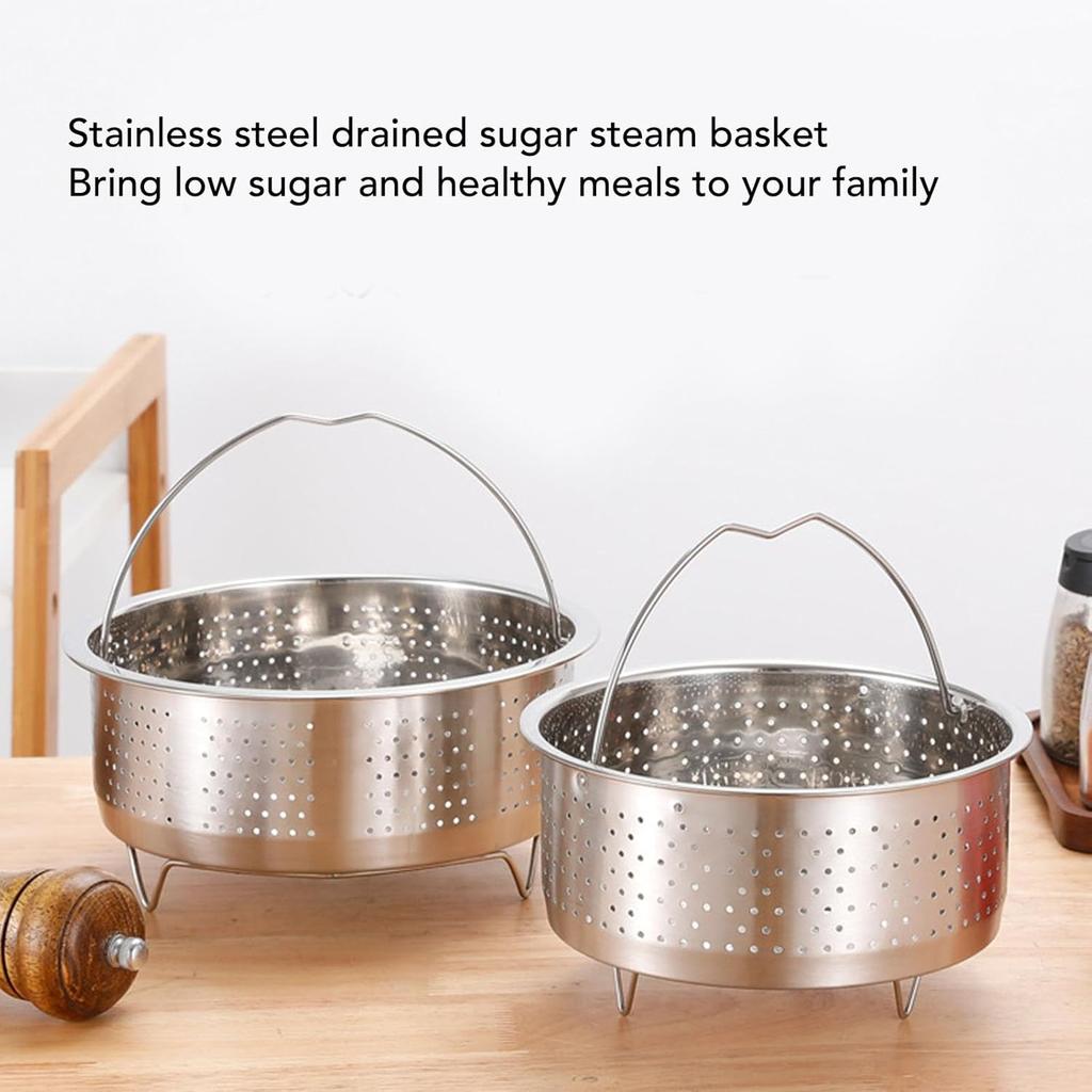 Steamer Basket for, Non Stick Vegetable Steamer Basket with Handle, Stainless Steel Steamer Basket Insert for Pots, Sugar Removal Rice Cooker Insert