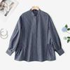 ZANZEA Women Casual Stand Collar Loose Long Sleeve Stripe Blouse