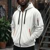 Men's Zip-Up Hooded Jacket with Multiple Pockets Athletic Casual Top for Daily Wear
