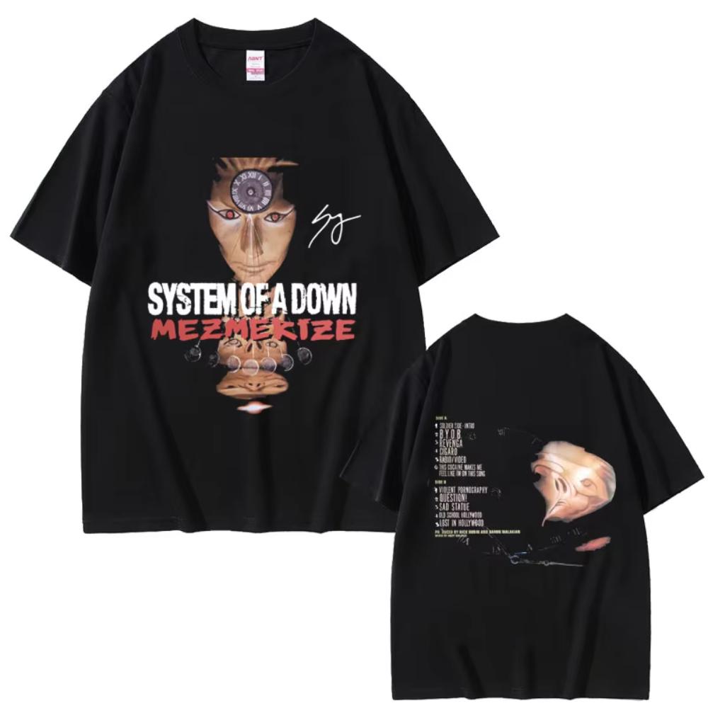 

90s Rock Band System of A Down Mezmerize Graphic Tshirts Male Fashion Oversized Streetwear Mens Women Alternative Metal Tshirt M