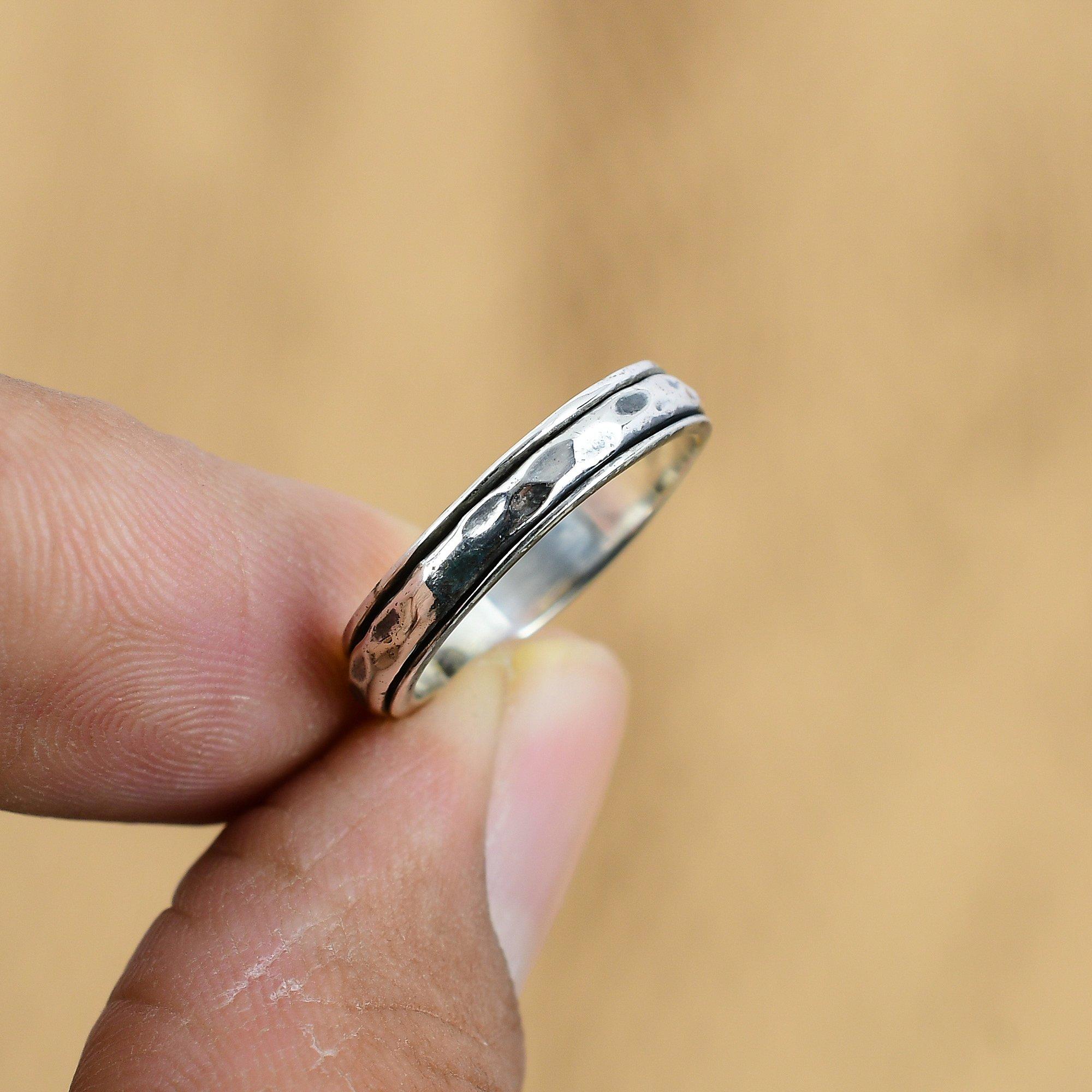 

Натуральный Камень Без Камня Серебро 925 пробы Кольцо-спиннер Размер 6.25 для Женщин No