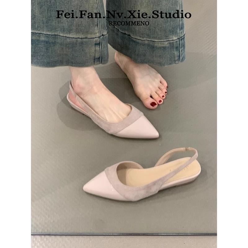 Niche Pink High Heels  Fashion Temperament Elegant Suede Pleated Pointed Head Shallow Mouth Thin Heel Cool Slippers