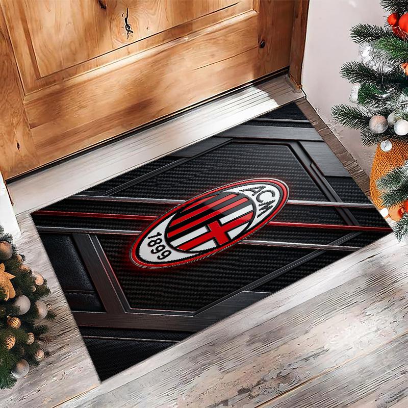 Tapis de zone en flanelle imprimé AC Milan Antidérapant Doux Polyester Tapis de sol Tapis de décoration d'intérieur pour Chambre à coucher Salon Canapé Salle de jeux Décoration de maison