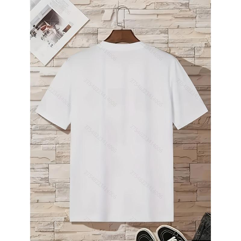 Arabic Motivational English Print Short Sleeve, Men'S Niche Individual Street Short Sleeve