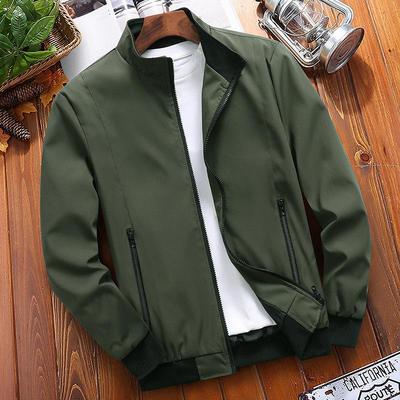 Giacca Casual da Uomo a Manica Lunga, Colore Unito, Collo Rialzato, per Primavera e Autunno