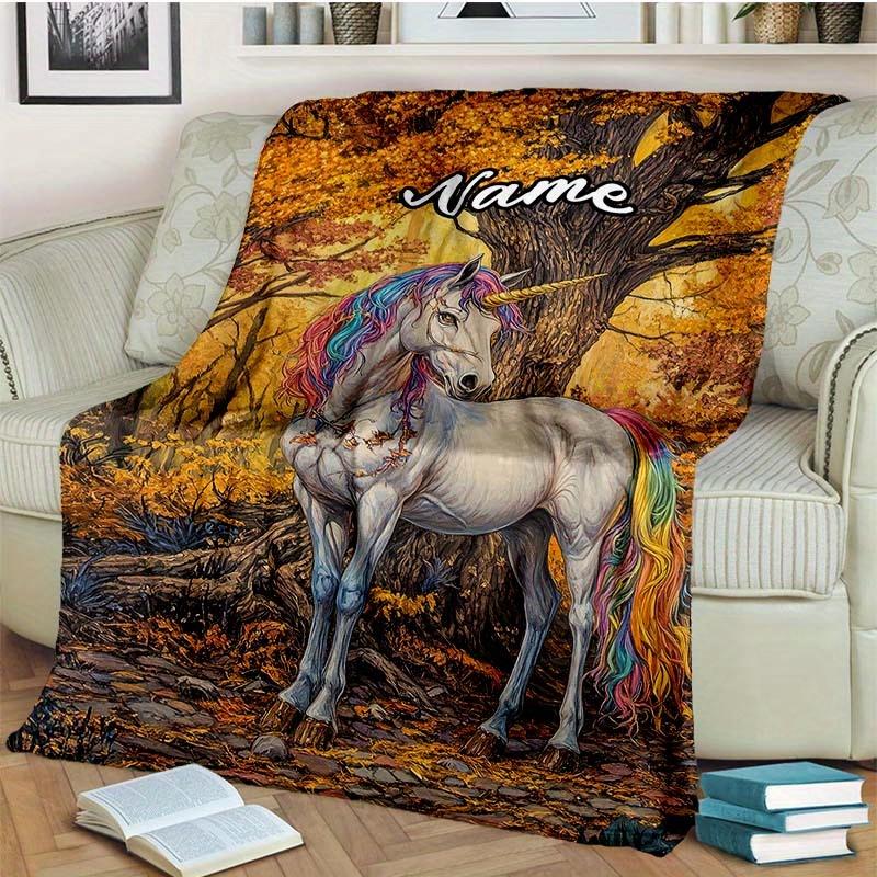 Unicorn Under The Tree Customize Your Name Blanket Warm Comfortable And Soft Blankets Are Suitable For Home Lunch Break Blanket Office Sofa Sofa Gift