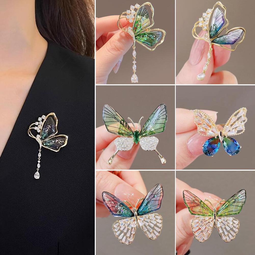 

Модная брошь в виде летящей бабочки для женщин, роскошные хрустальные броши с кисточками, лацкан, броши в виде животных и насекомых, красивые свадебные украшения, аксессуары #468705