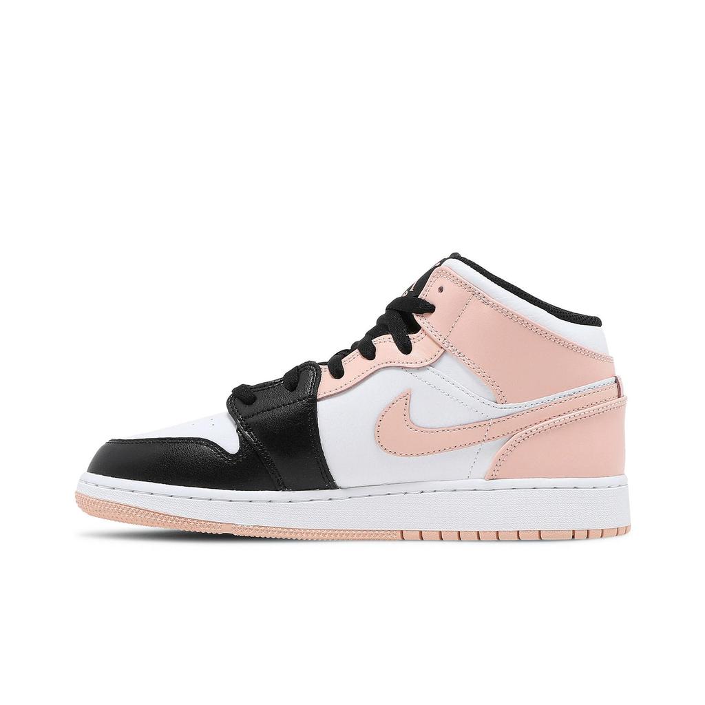 Air Jordan 1 Mid Grade School 'Crimson Tint' (Unisex) White / Black / Crimson Tint Kids' Basketball Shoes 554725 133