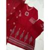 Red Cotton Embroidery Ethnic Kurta Set Indian Women Top Kurti Pant Dupatta Set