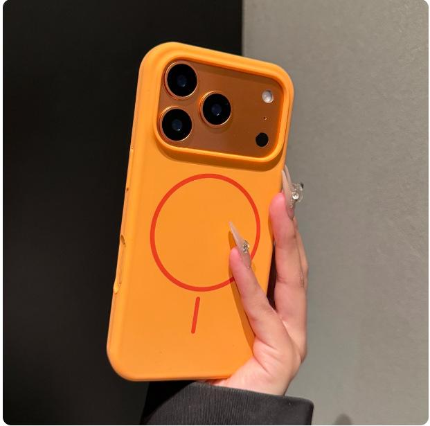 Applicable to iphone17promax mobile phone case, liquid silicone Apple 16magsafe magnetic suction 14pro anti-drop case