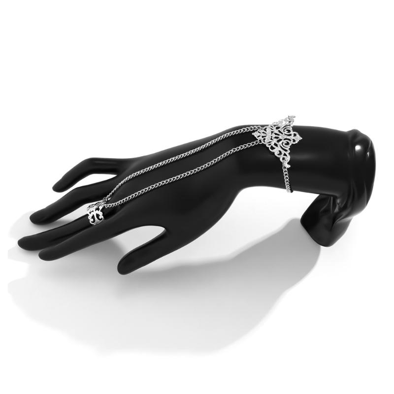 Punk Chain Link Wrist and Fingers Bracelets for Women Gothic Charm Hand Chains Jewelry Fashion Bracelets Accessories