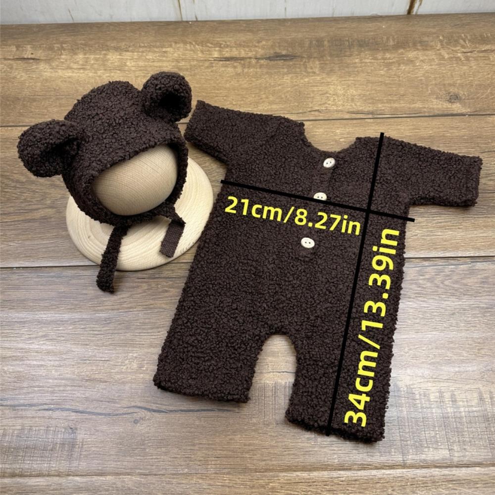 With Hat Newborn Photo Prop Outfit Bear Design Photography Outfit Set  for Newborn
