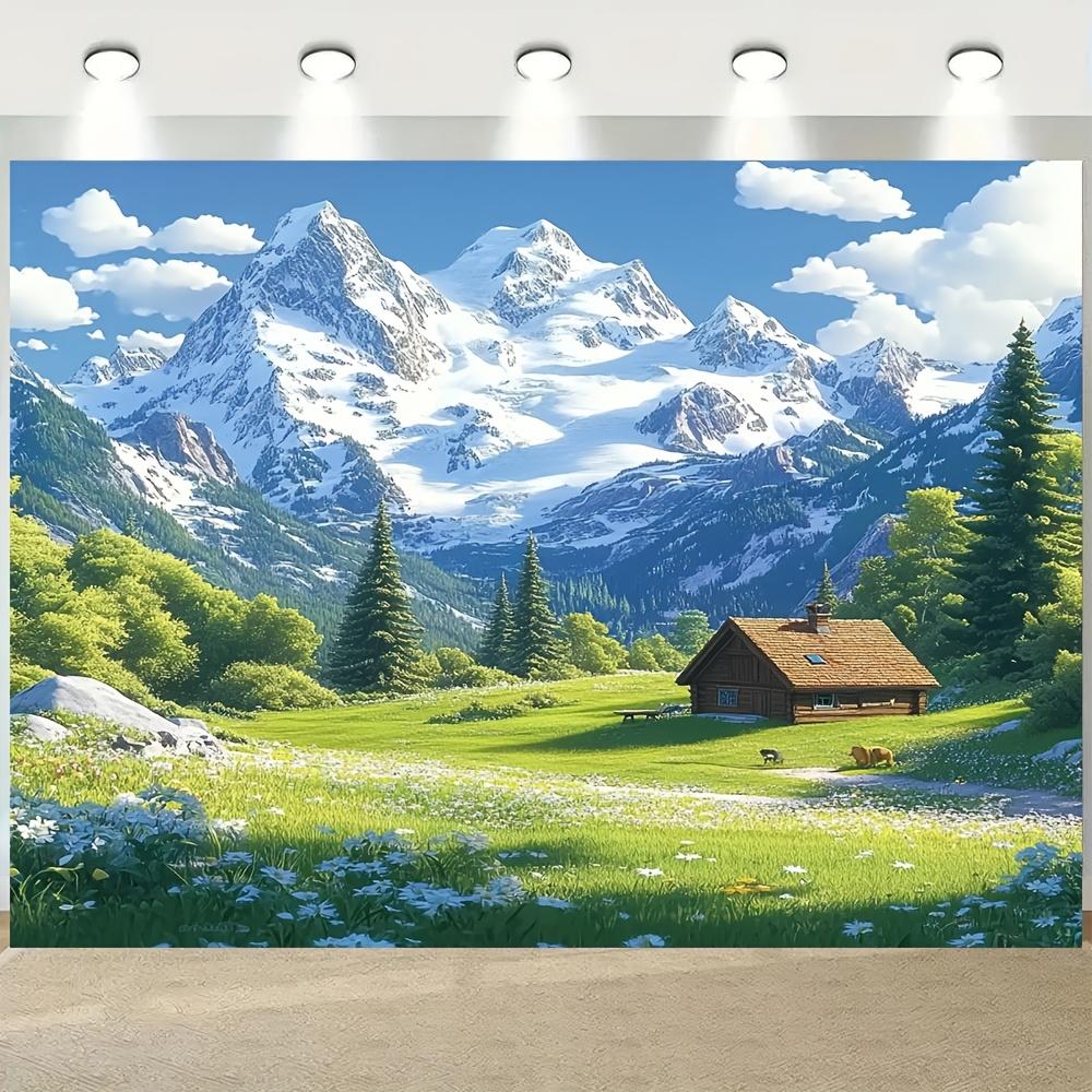 1 piece Alpine and Lake Luchina landscape background spring themed garden wall decoration no electricity required