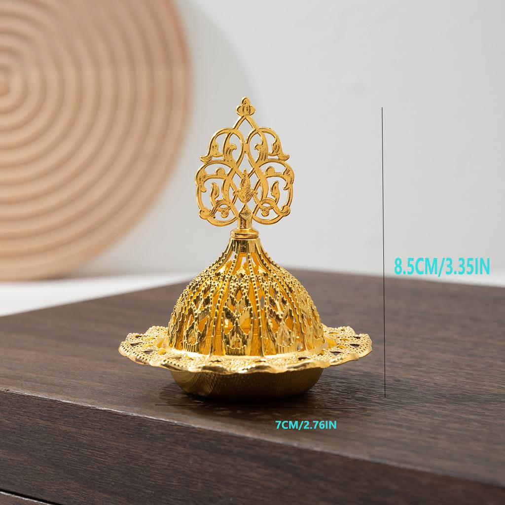 Eid Mubarak Mini Crown Retro Copper Hollow Out Incense Stick Burner Holder Golden Burner Catcher Home Decoration Sandal