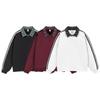 Men's Plus Size Hong Kong Style Color-Block Hooded Sweatshirt and Long Sleeve Polo Shirt with Boy's Base Layer Inner Wear
