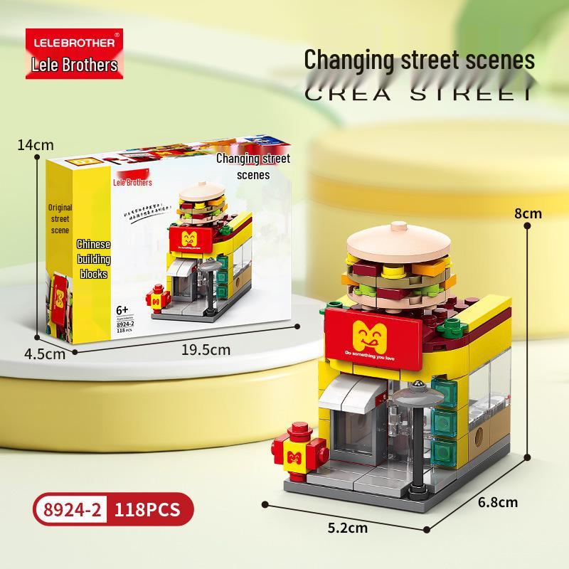 Lego-Compatible Street View Snack Street Mini City Building Toys for Kids - Creative Gifts for Boys & Girls