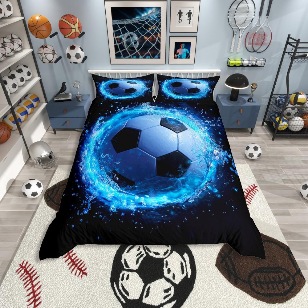 Homewish Boys Basketball Lover Duvet Cover Set,Modern Sport Player Bedding Set,Modern Ball Game Reversible Bed Set