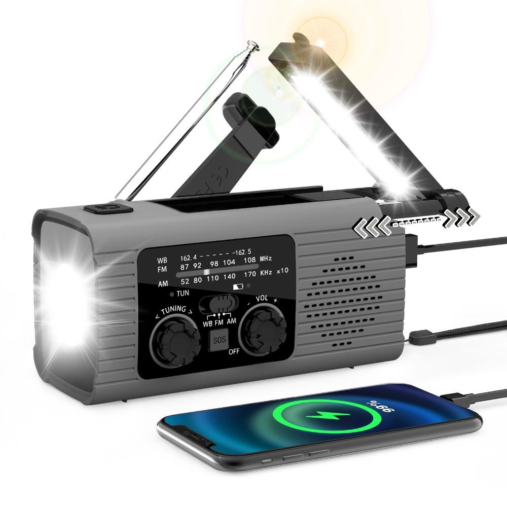 Radio z baterią 4000MAh, radio z alertem pogodowym, radio ładowane przez USB, radio z ładowaniem solarnym, sytuacje awaryjne