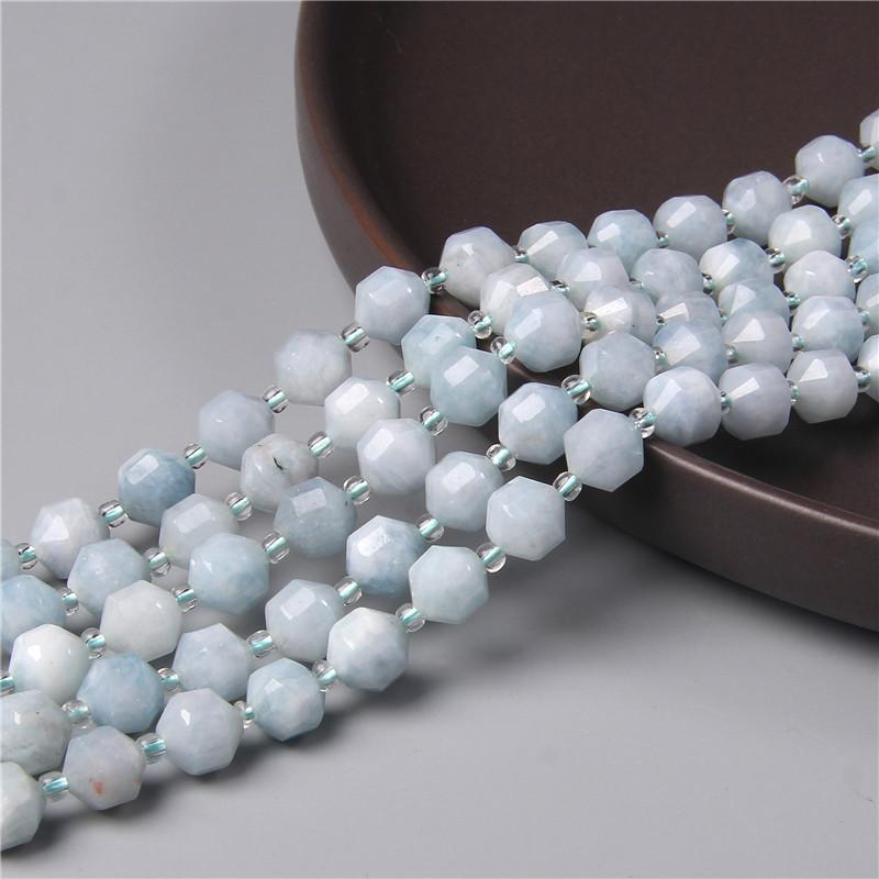 7.5 8MM 10MM Natural Faceted Gem Stone Quartz Beads Loose Energy Column Spacer Beads for Jewelry Making Bracelets Accessories 8MM About 19pcs