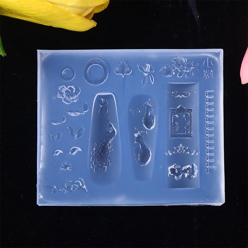 Mold Silicone Nail Art Decorations Diy Nail Mold Peafowl Shape Photo Frame Chinese Style Stereoscopic Stamping Plate Nail Seal