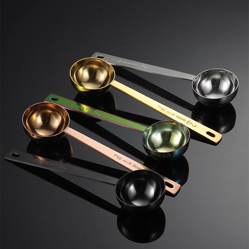 Stainless Steel Multifunctional Coffee Food Tea Measuring Spoon Kitchen Accessories Baking Tools 10-15ML Solid Color Spoons