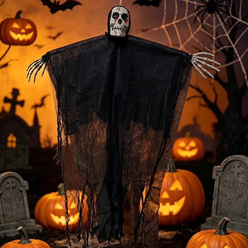 Large Eerie Fabric Specter Decoration Hanging Pendant Ornament Perfect For Halloween Party And Haunted House