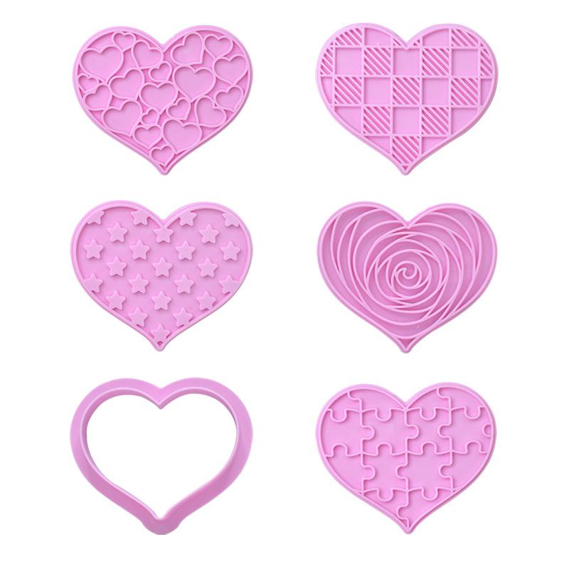 

Форма для печенья «Сердце любви» ко Дню святого Валентина, инструменты для выпечки, помадки, глазури, украшения торта, форма для тиснения печенья 6PCS