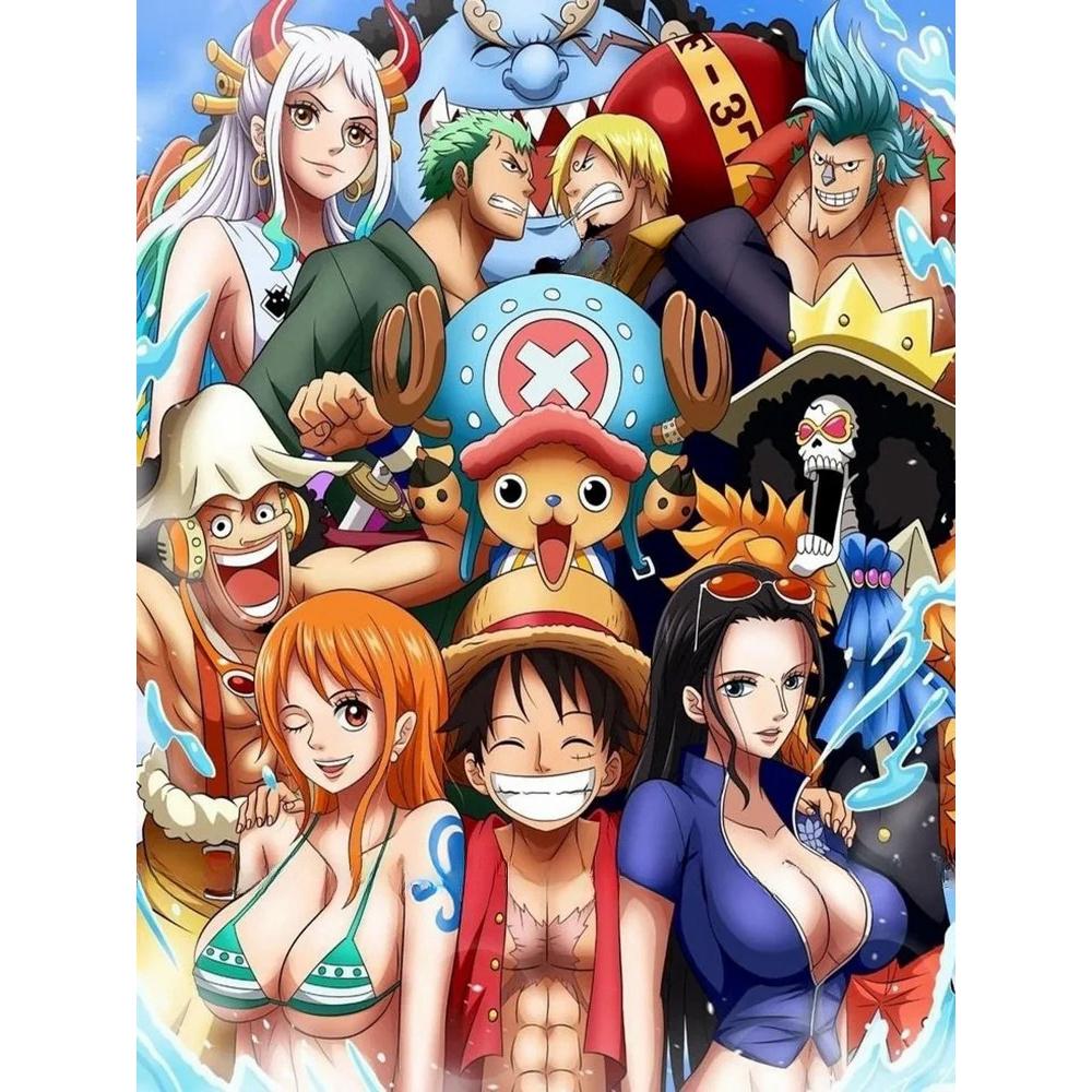 Pintura Diamante 5D DIY Anime One Piece Luffy Padrão de Arte Kit Impresso Quebra-cabeça Mosaico em Tela Ponto Cruz Bordado Decoração de Casa Presente para Criança