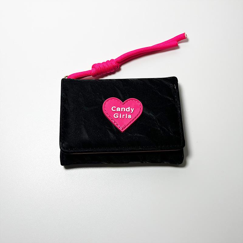 Кошелек на шнурке Кошелек Love Candy Простой короткий женский кошелек чёрный