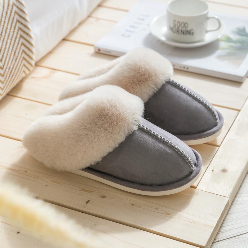 Cotton slippers plush home autumn and winter couple warm non-slip cotton shoes ladies slippers