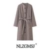 2025 Winter Plaid Stand Collar Long Coat - European & American Style Fashion Jacket