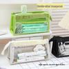 Six-Layer High Capacity Transparent Pencil Case for School Girls - Stylish and Simple Compartment Stationery Bag