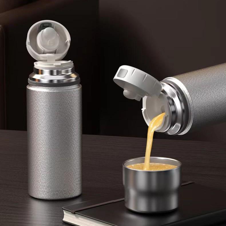 High-Capacity Titanium Thermos Cup: Dual-Use Lid for Tea Brewing and Health Care, Ideal Business Gift
