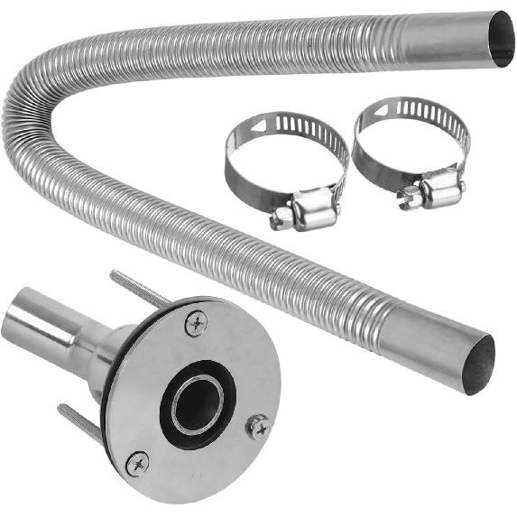 Stainless Steel 316 thru hull exhaust kit, Thru Hull Exhaust fitting 24mm Tube Pipe + 24'' Exhaust Pipe Parking Air Heater 1 Inch/25mm Inner Fitting